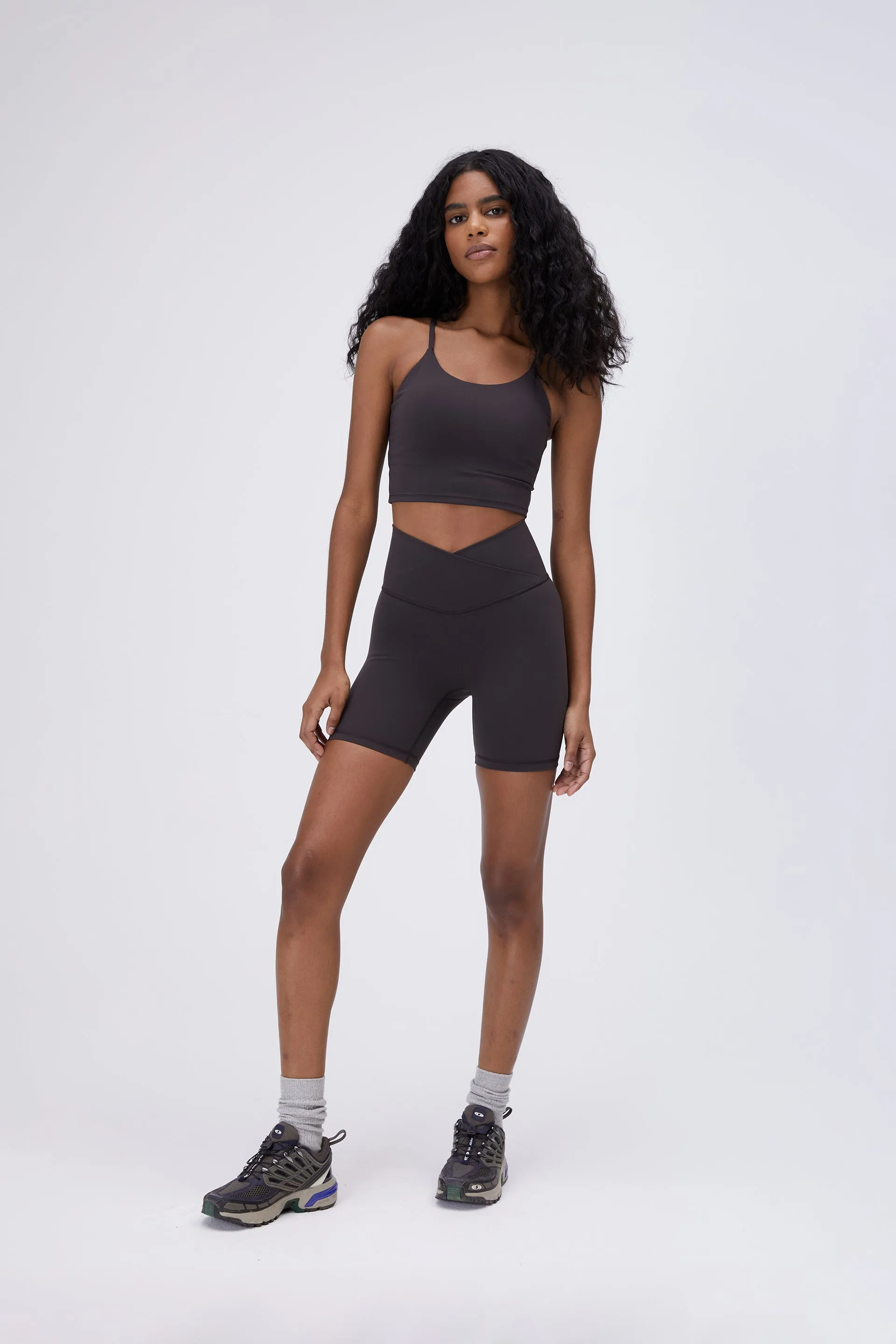 Ultimate Wrap Over Crop Shorts - Coffee Bean