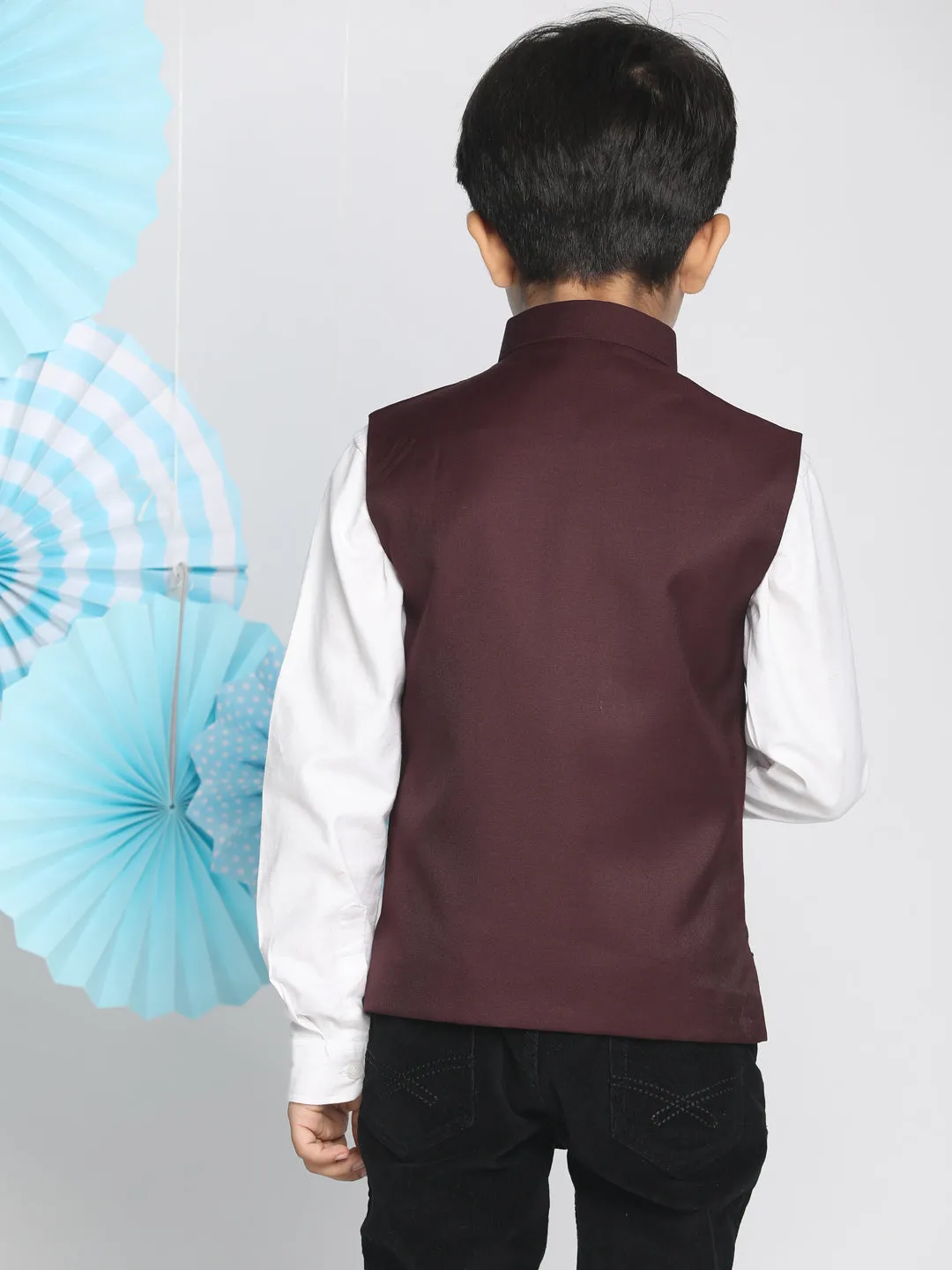 Vastramay Baap Beta Cotton Blend Maroon Jacket