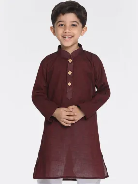 VASTRAMAY Boy's Maroon Handloom Pure Cotton Kurta